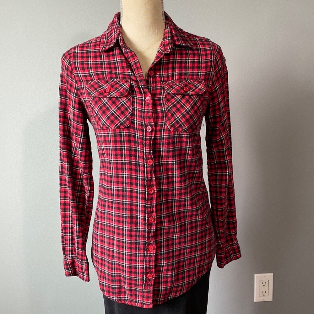 Blue Jean USA red flannel top